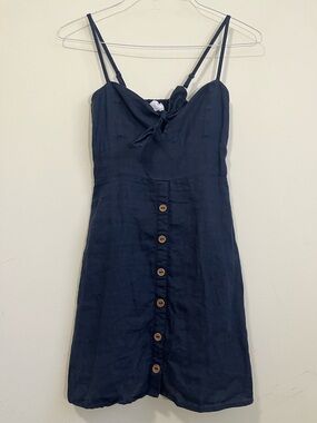 Skylar + Madison Navy Button-Front Spaghetti Strap Mini Dress